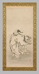 Deux Sennin, fin XVIe-début XVIIe siècle (aquarelle et encre sur papier monté sur soie, ivoire)
soie, ivoire)
