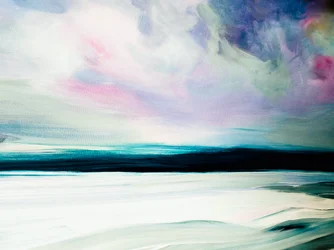Paysage marin aux couleurs pastel et oniriques