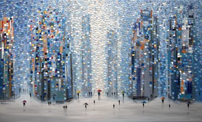 Les promeneurs sous la pluie