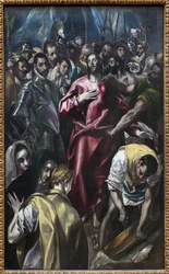 Christ dépouillé de sa tunique. Peinture par Domenikos Theotokopoulos dit Le Greco (1541-1614), huile sur toile, entre 1583 et 1584 (99 x 165 cm). Art espagnol