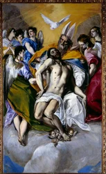 Le tableau de la Trinité de Domenikos Theotokopoulos, dit El Greco (1540-1614), 1577, H. 3 x 1,79 m, Madrid, musée du Prado
