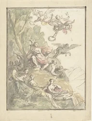 Apollon et les muses sur le Parnasse