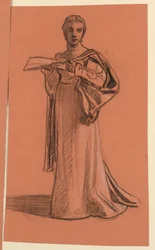 Dessin, étude pour le personnage du "cortège nuptial", vers 1872