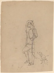 Étude de chasseur avec des chiens