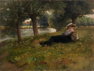Homme allongé au bord d