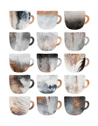 Tasses abstraites métallisées