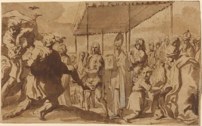 La guérison du garçon possédé dans une procession du Volto Santo