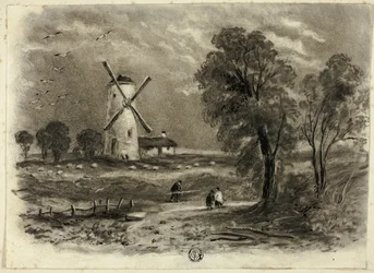 Paysage avec moulin à vent