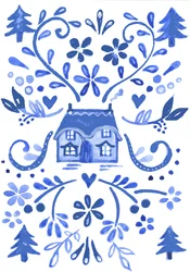 Blue Cottage, 2017 (aquarelle)