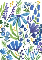 Fleurs bleues, 2018 (aquarelle)