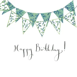 Bunting Happy Birthday, 2018 (aquarelle et collage)