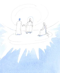 Une personne qui meurt, et qui est prête pour le Paradis, se déplace vers le cœur de la Sainte Trinité, pour vivre dans la félicité et la plénitude éternelles, 2005 (aquarelle sur papier)