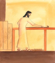 Une personne qui travaille en accomplissant ses tâches ordinaires par amour pour Dieu est très belle, aux yeux de Dieu, 2005 (aquarelle sur papier)