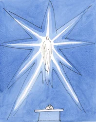 Le Christ notre Dieu est Vraiment Présent avec nous, dans Sa gloire, à la Consécration, enflammé de sainteté