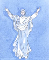 Le Christ tend la main pour nous embrasser de la manière montrée dans de nombreuses images chrétiennes