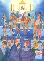 Du tabernacle, le Christ regarde avec tristesse, voyant sa sainte 