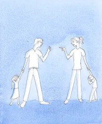 Dieu notre Père ne veut pas voir les familles détruites. Il ne veut pas voir de violence entre époux, ni de désertion, 2005 (aquarelle sur papier)