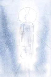 Il se tenait dans la majesté, dans une robe royale, la tête entourée de lumière