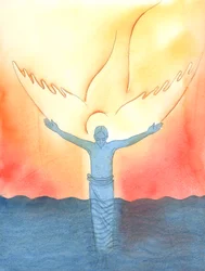 Quand le Christ a été baptisé dans le Jourdain, le Saint-Esprit est apparu sous forme de colombe, tandis que le Père parlait avec amour depuis le Ciel