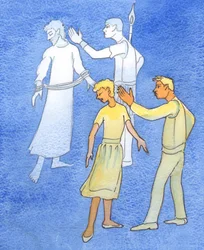 Quiconque maudit, frappe, abandonne ou "détruit" un conjoint maudit le Christ dans sa passion, 2003 (aquarelle sur papier)