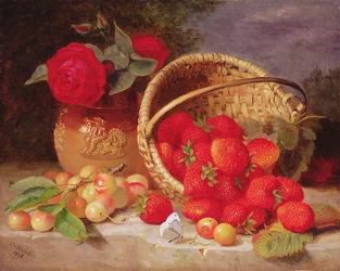 Nature morte de panier avec fraises et cerises, 1898