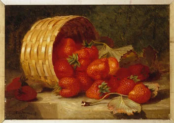 Fraises dans un panier en osier sur un rebord, 1895