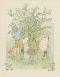 Illustration pour Blondchen in Bluten (lithographie couleur)