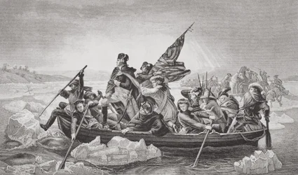 Washington traversant le Delaware près de Trenton, New Jersey, Noël 1776, tiré de «Illustrations of English and Scottish History», volume II