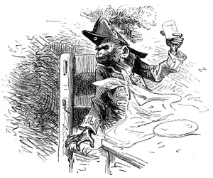 Illustration par Emile Bayard pour le roman de Hector Malot "Sans Famille": Joli-Cœur, le singe savant de la troupe de Monsieur Vitalis, artiste itinérant