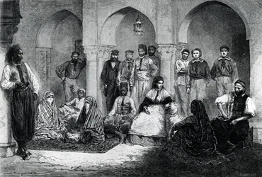 Mlle Tinne avec son personnel de maison, Alger, illustration de 
