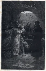 Monsieur Madeleine vient au secours de Fantine lors de son arrestation par Javert - Illustration par Emile Bayard (1837-1891) pour « Les Misérables - Première partie : Fantine » de Victor Hugo (1802-1885) 1862
