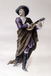 Le comte Almaviva, personnage du Barbier de Séville de Beaumarchais (1732-1799), créé en 1773. Illustration d