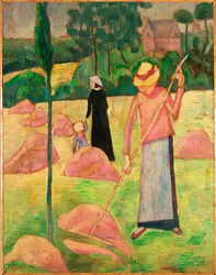 Femme au râteau ... (huile sur toile)