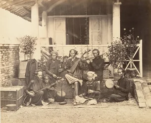 Musiciens annamites, Saïgon, Cochinchine, 1866