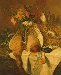 Nature morte avec colvert, bécassines et médailles d