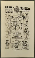 Dîner pour le Lieutenant T. H. Hughes, Artist Rifles, Depot Field Survey Company, Royal Engineers, 29 août 1918