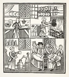 Une collection de recettes de cuisine, illustration de Chap-books du XVIIIe siècle par John Ashton, pub. 1882