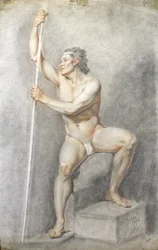 Un nu masculin tenant un bâton, vers 1770