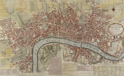 Un nouveau et exact plan des villes de Londres et Westminster et du bourg de Southwark, 1725