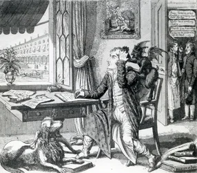 Un noble poète - Grattant ses idées, publié par J. Johnston, 1823