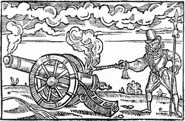 Un piquier allumant un canon