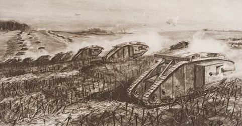 Une offensive de chars à Cambrai, France, illustration de 