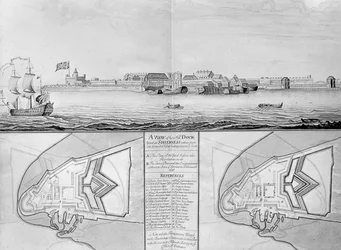 Vue du chantier naval de Sa Majesté à Sheerness, 1698
