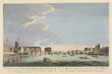 Vue du Pont de Londres avec les Ruines du Pont Temporaire après l