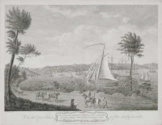Vue de la ville et du port de Montego Bay, dans la paroisse de St. James, Jamaïque, prise de la route menant à St. Ann