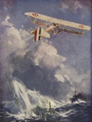 Un hydravion bombardant un sous-marin