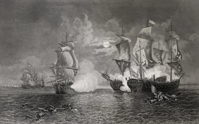 Action entre Bonhomme Richard et le Serapis, 23 septembre 1779 (gravure)