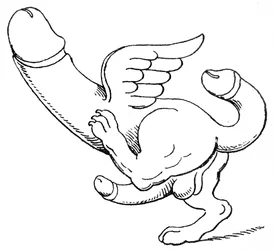 Amulette avec un triple phallus