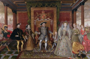 Allégorie de la succession Tudor : La famille de Henri VIII, vers 1589-95