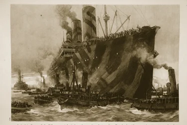 Arrivée en France du transport américain Leviathan, l